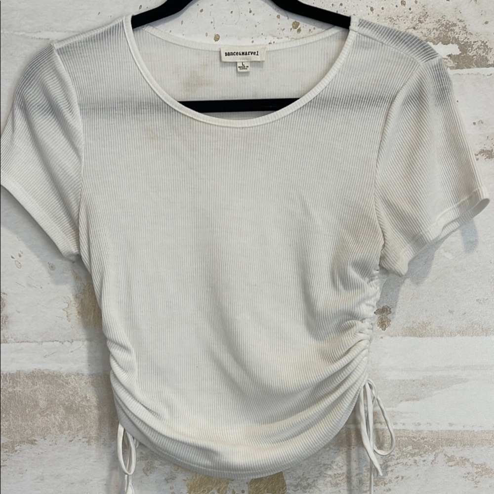 White Ribbed Women's Top size large